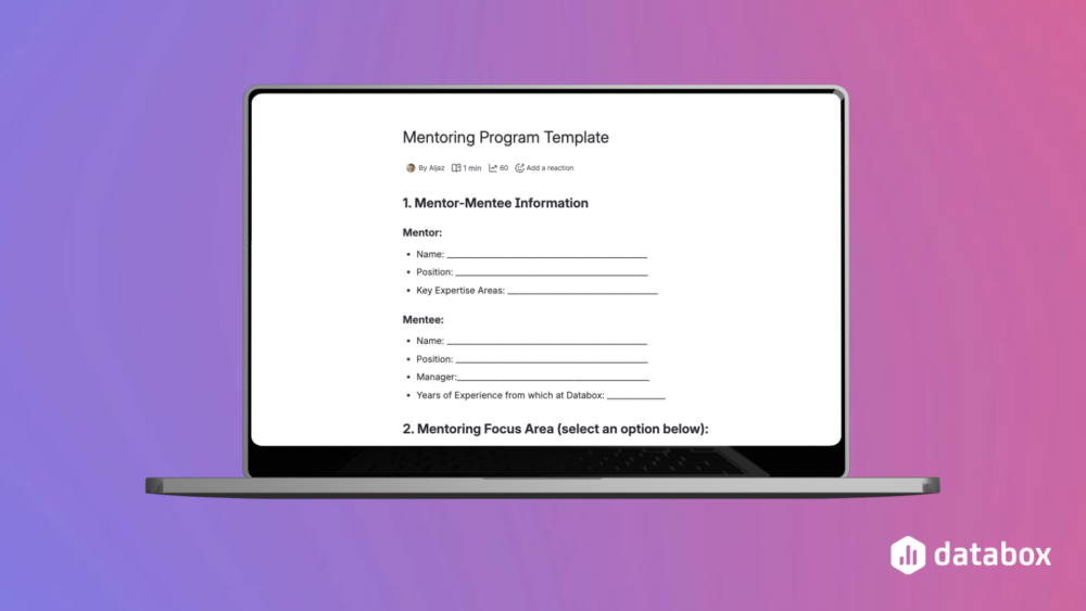 Mentoring template at Databox