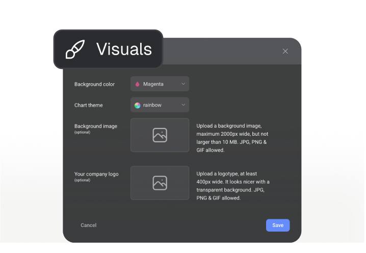 Applying custom colours and a company logo to a dashboard