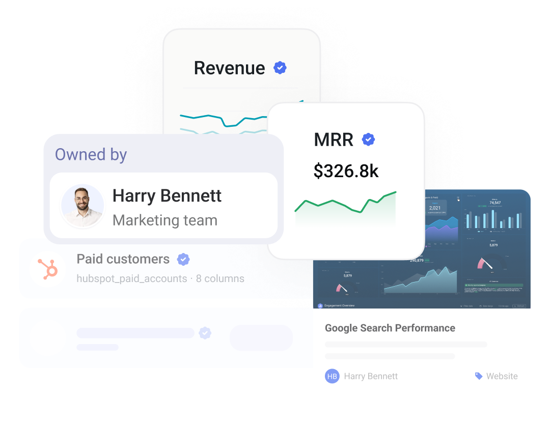 A verified Revenue metric with its named owner