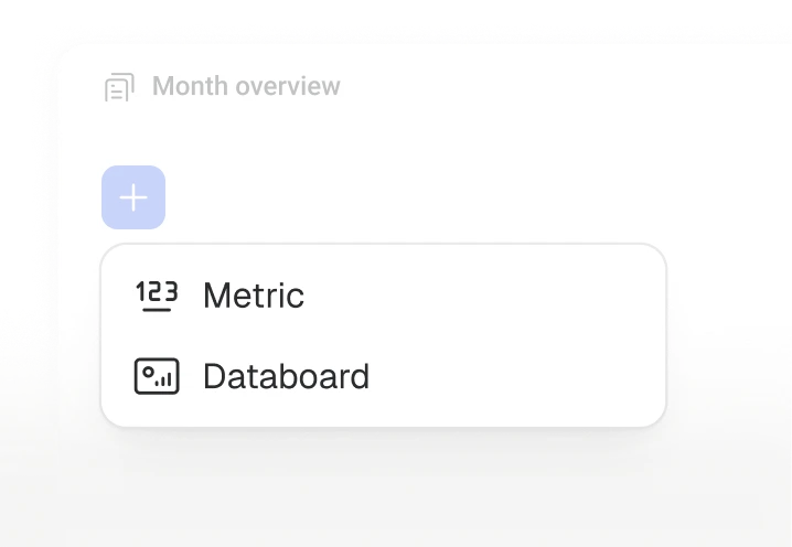 Add menu offering a Metric or a Databoard for a report